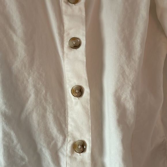 XS cream colored Madewell corduroy shirred sleeve button front top - Picture 4 of 10